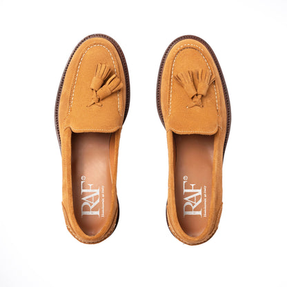 Mocassins A104PN femme à pampilles en daim - Cognac