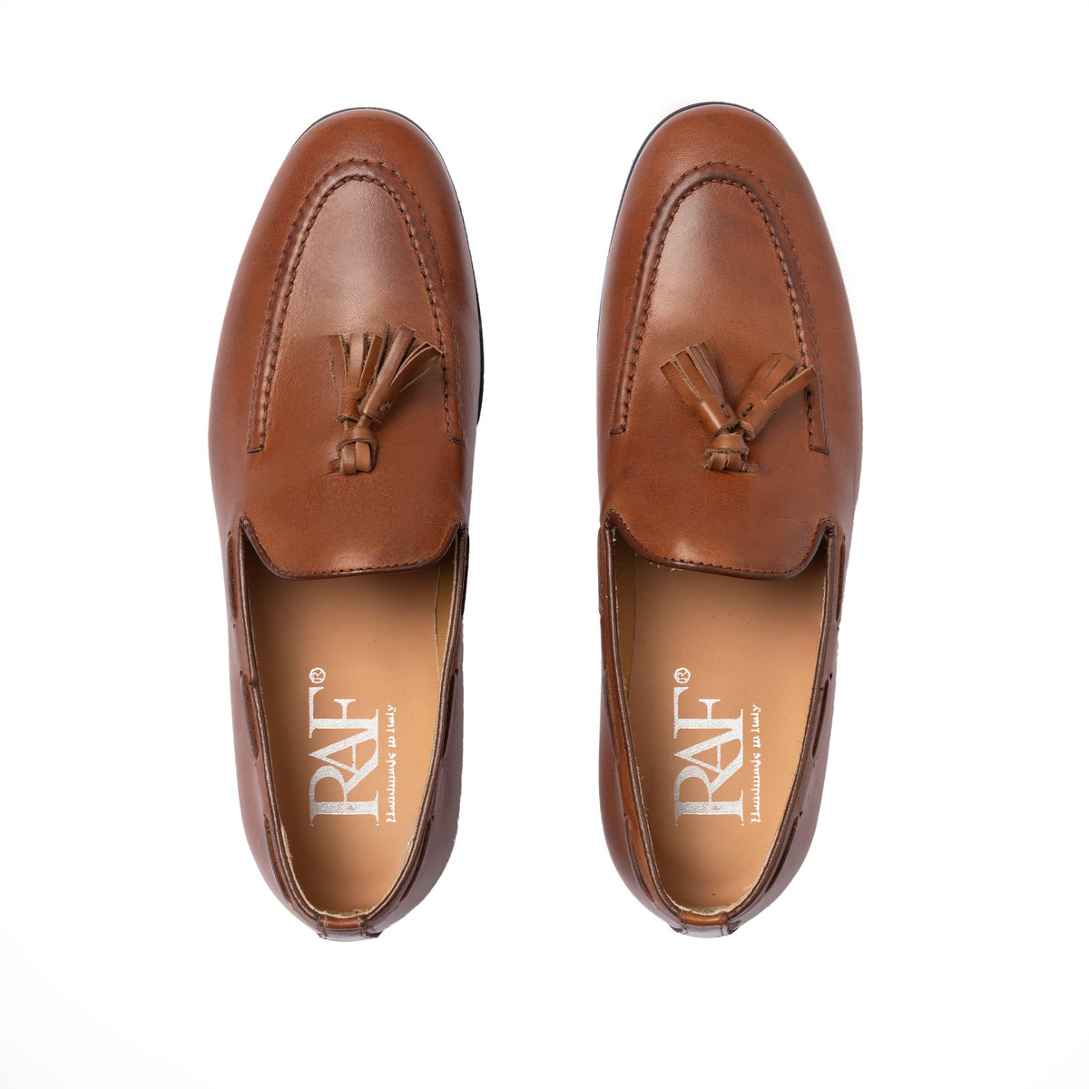 Mocassins à pampilles en cuir - Cognac