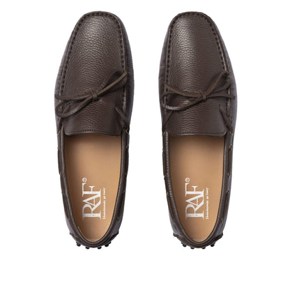 Mocassins de conduite à lacets F.2 en cuir - Marron foncé