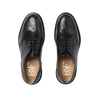 Richelieu femme en cuir brossé - Noir