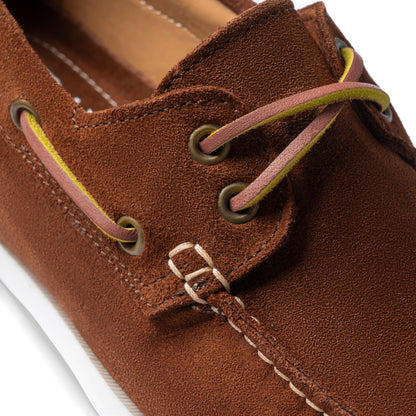 Mocassins bateau femme en daim - Rouille
