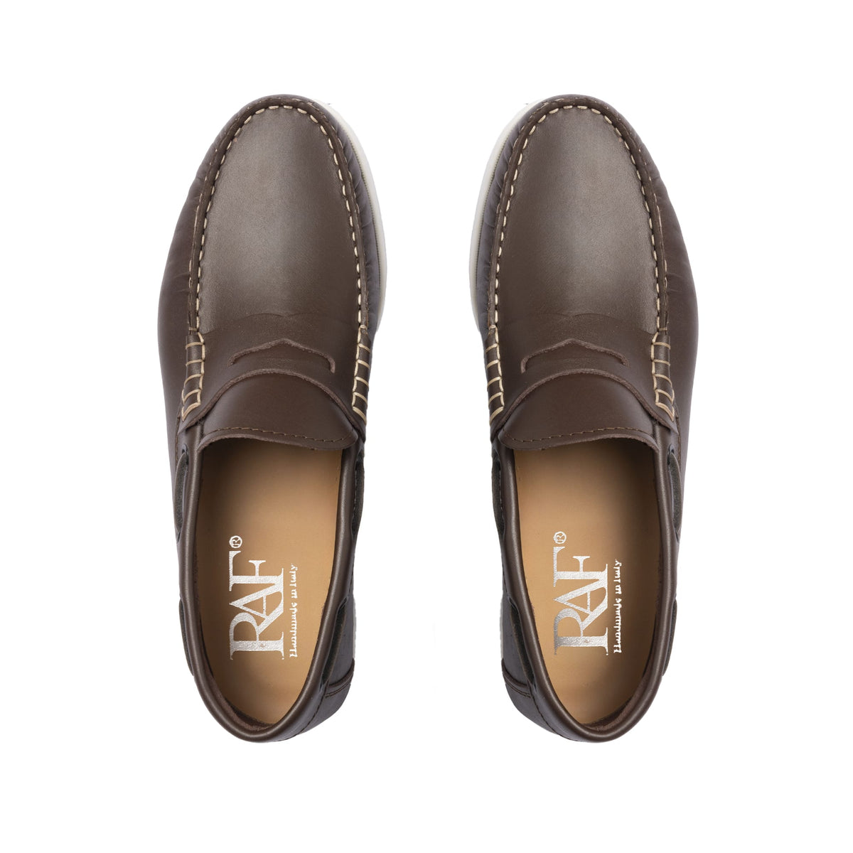 Mocassins bateau 02 à bride en cuir - Marron foncé