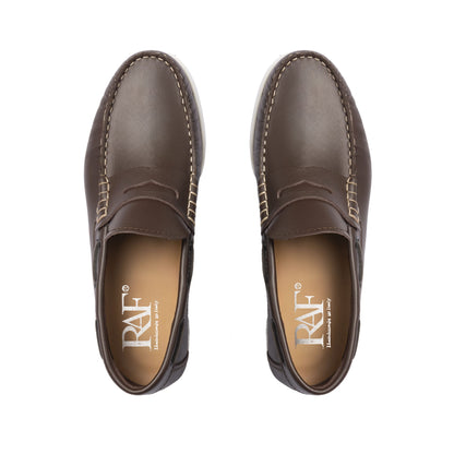 Mocassins bateau 02 à bride en cuir - Marron foncé