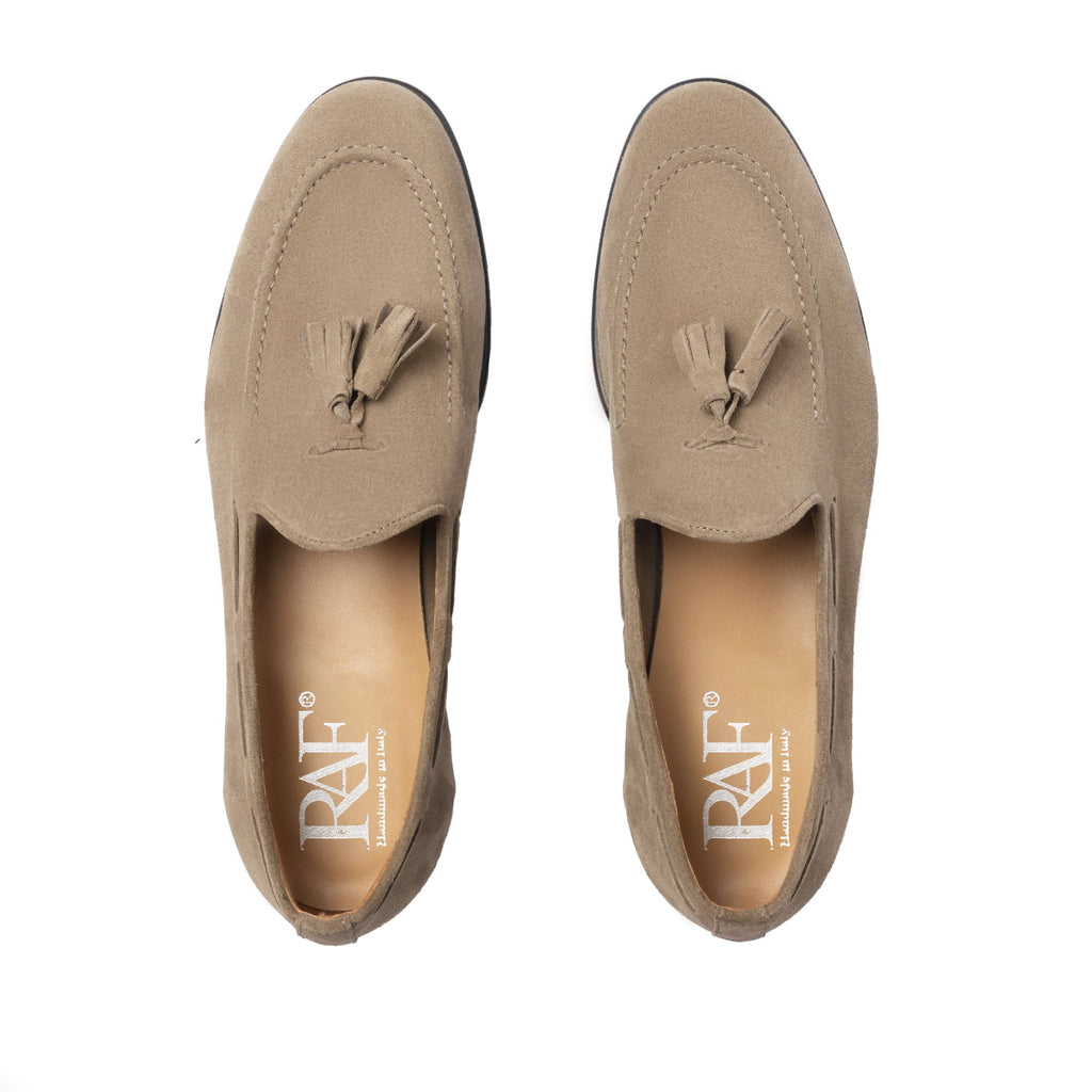 Suede Bow Loafers - Taupe