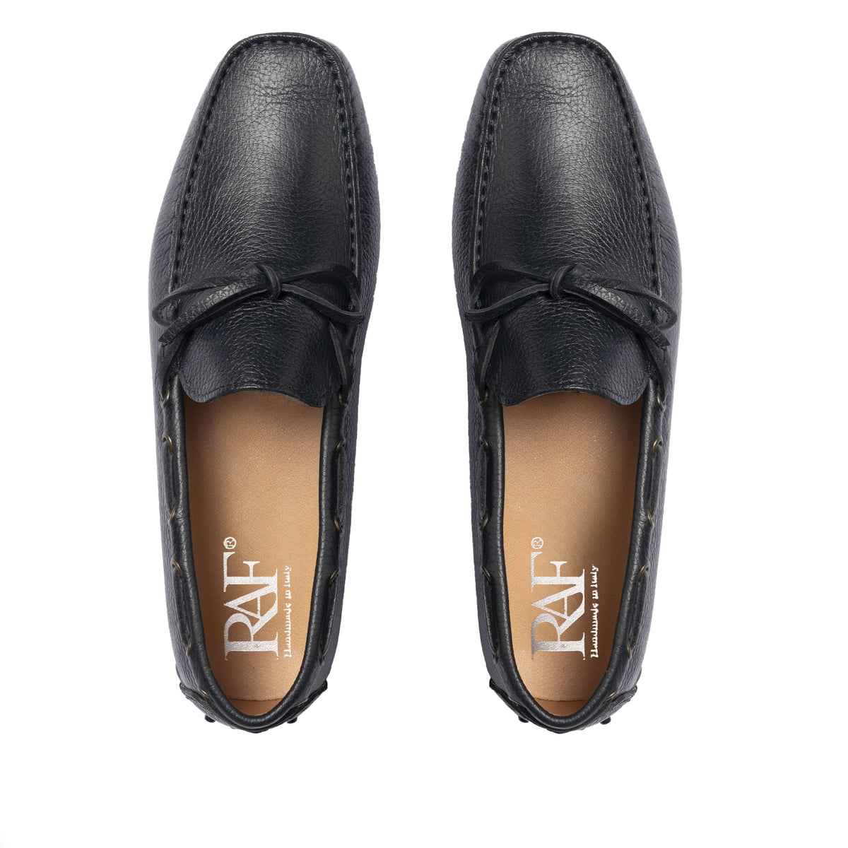 Mocassins de conduite à lacets en cuir - Bleu