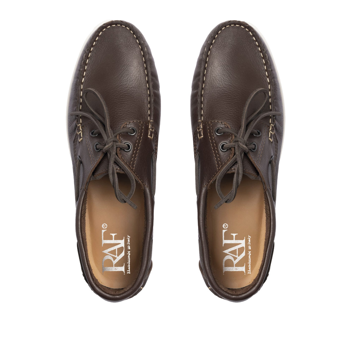 Mocassins bateau 01 à lacets en cuir - Marron foncé