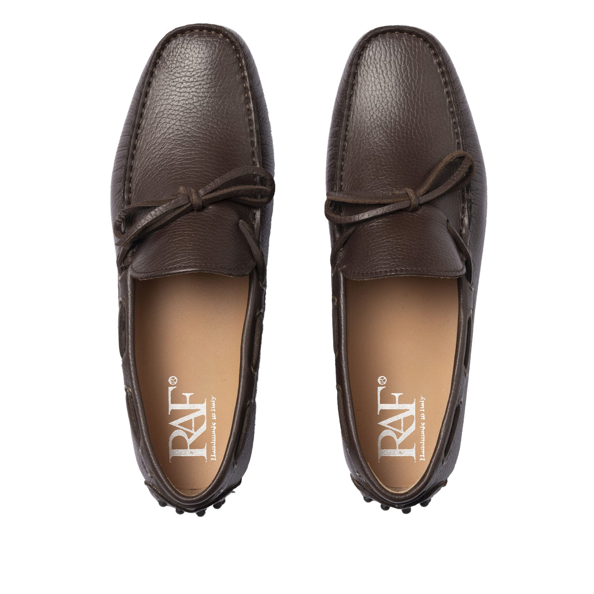Mocassins de conduite à lacets en cuir - Marron foncé