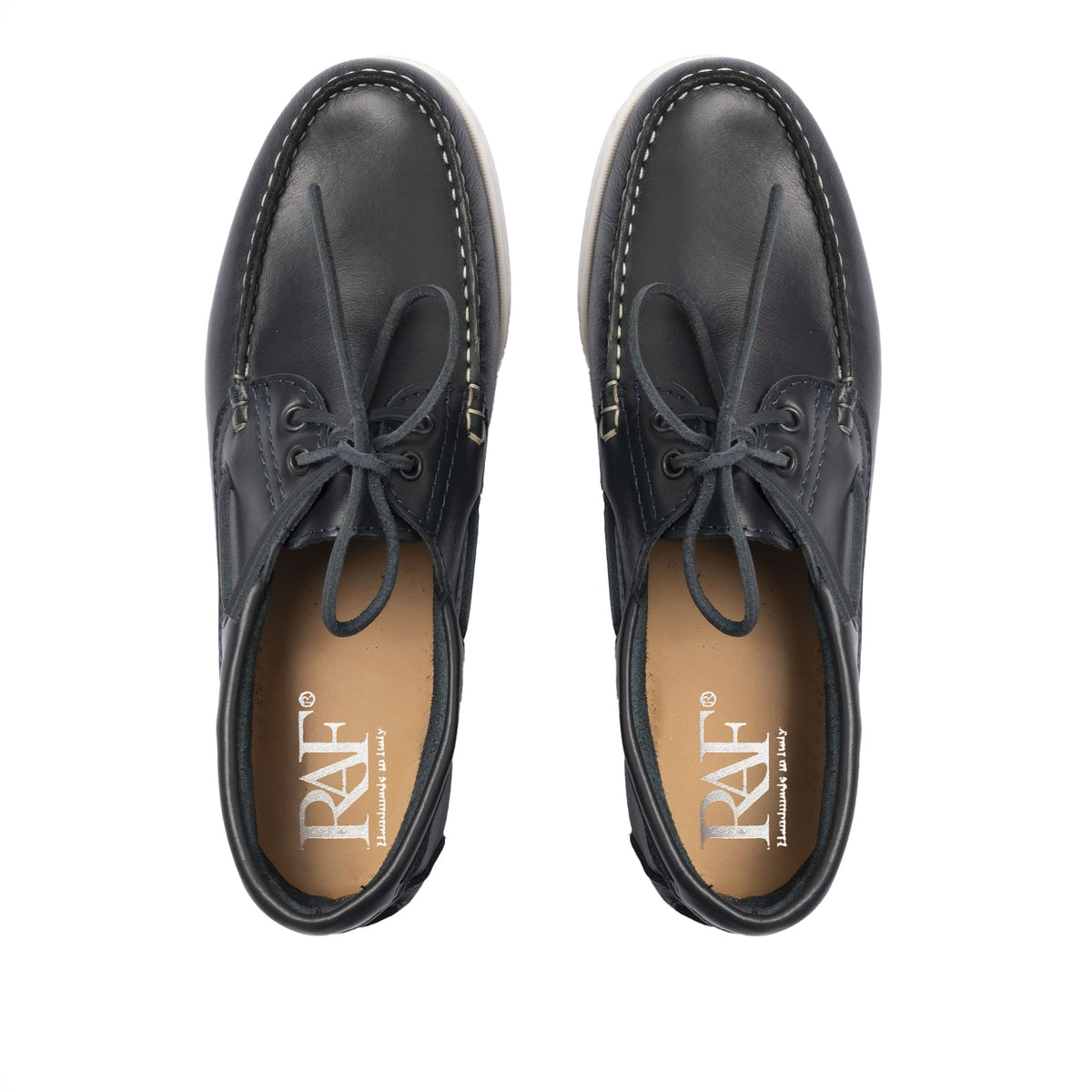 Mocassins bateau 01 à lacets en cuir - Bleu
