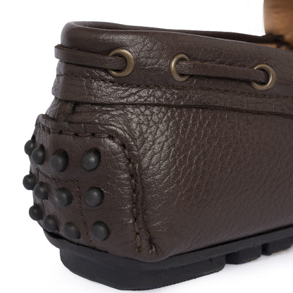 Mocassins de conduite à lacets F.2 en cuir - Marron foncé