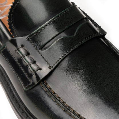 Mocassins College en cuir brossé - Vert
