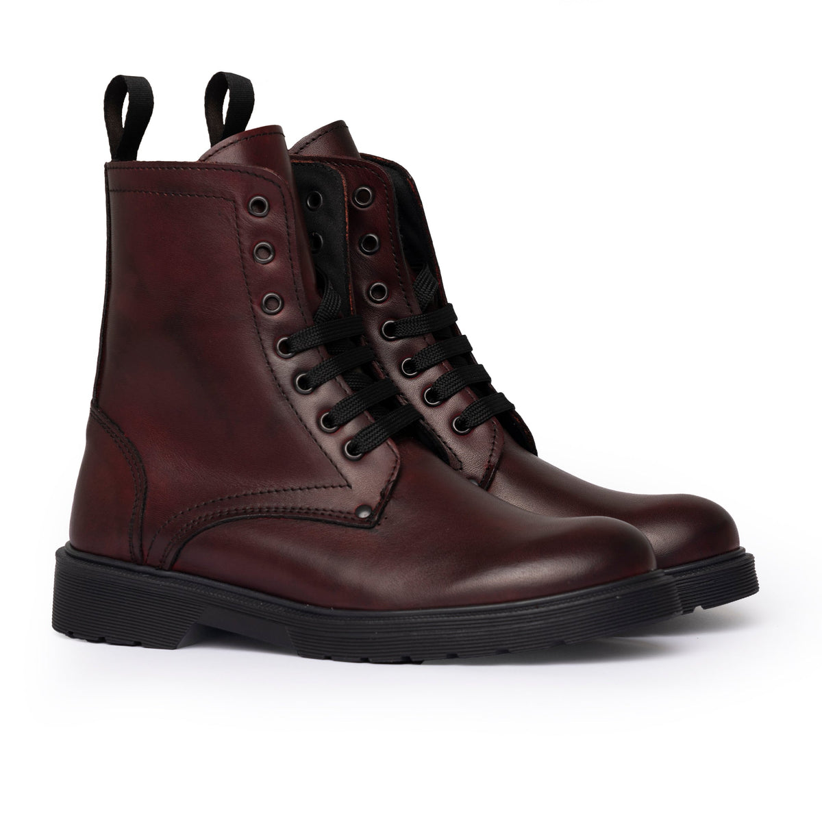 Bottines femme en cuir - Bordeaux