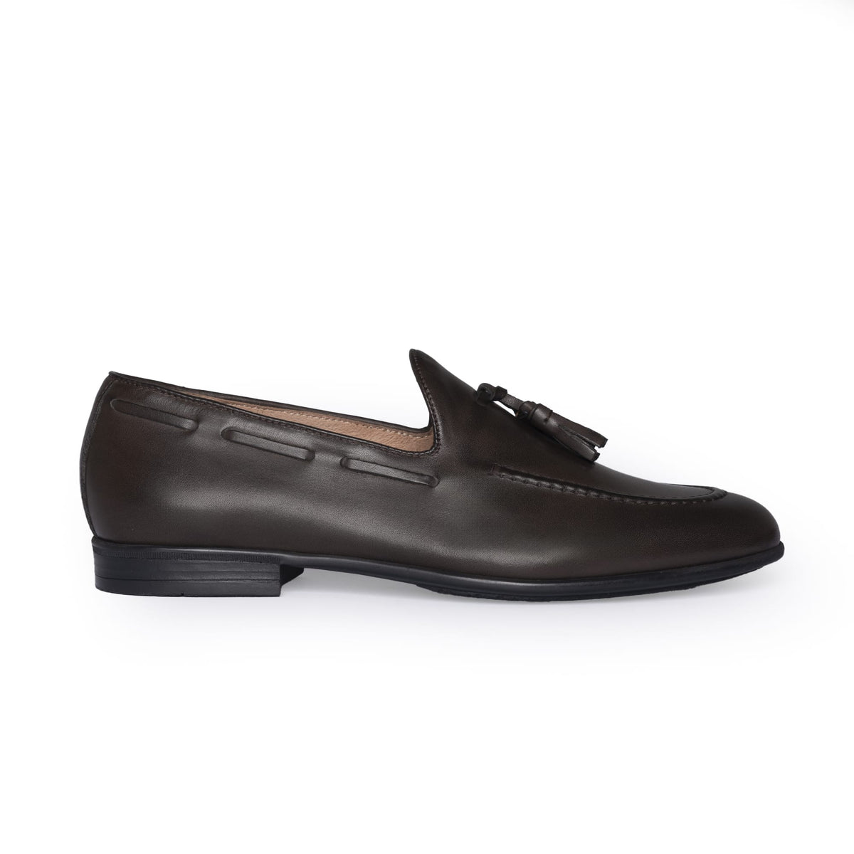 Mocassins à pampilles en cuir - Marron foncé