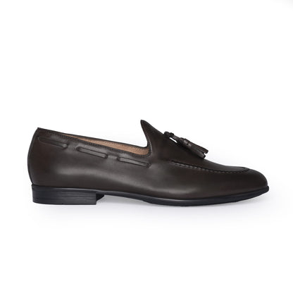 Mocassins à pampilles en cuir - Marron foncé