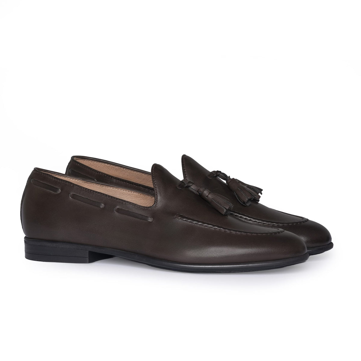 Mocassins à pampilles en cuir - Marron foncé