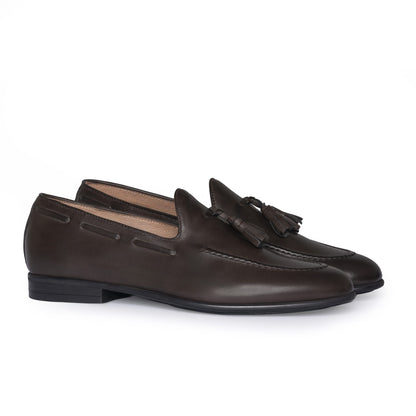 Mocassins à pampilles en cuir - Marron foncé