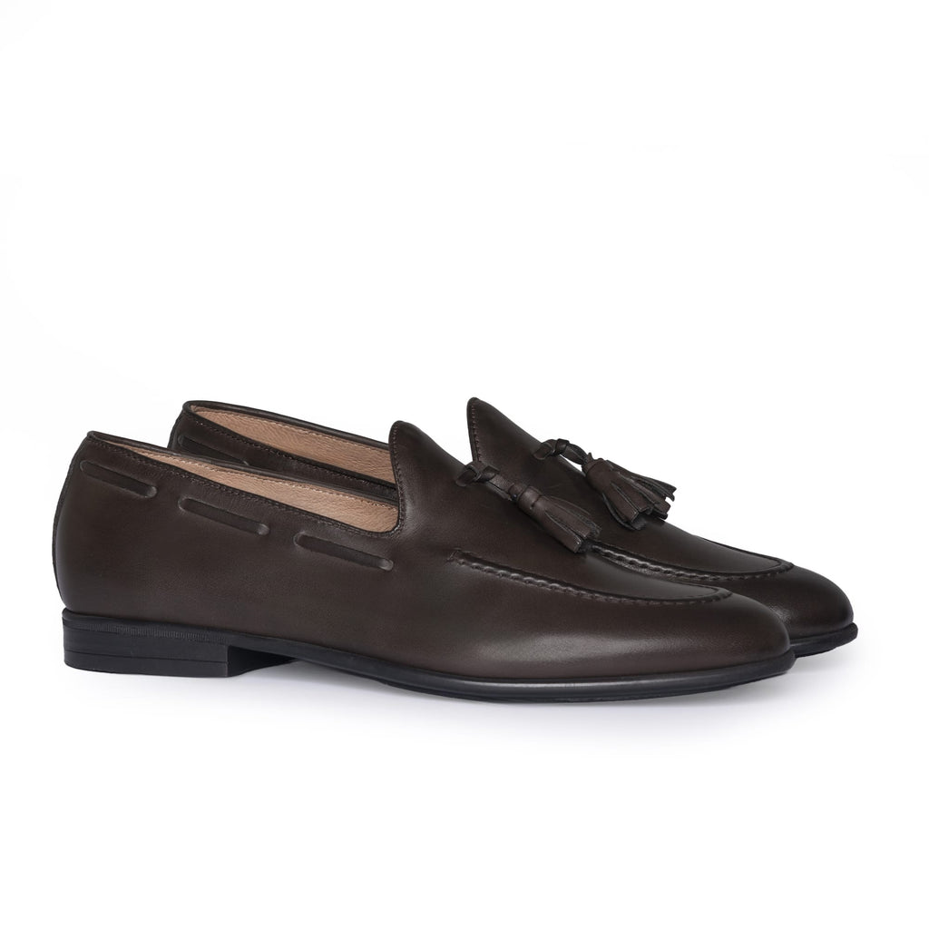 Loafers with Leather Bow - Dark Brown