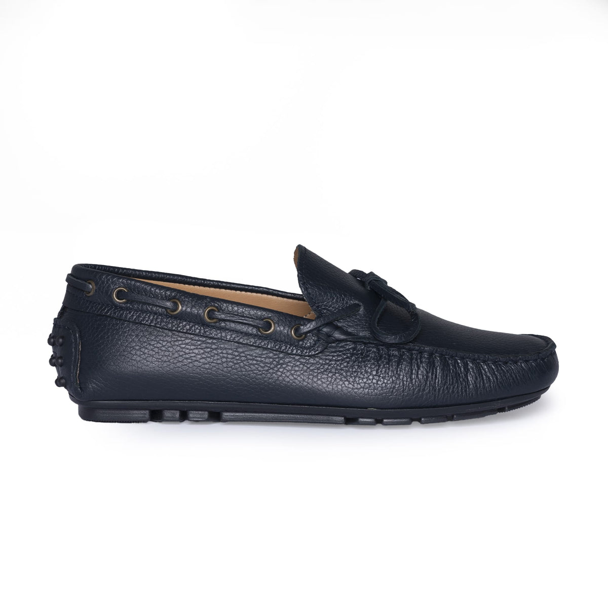 Mocassins de conduite à lacets F.2 en cuir - Bleu