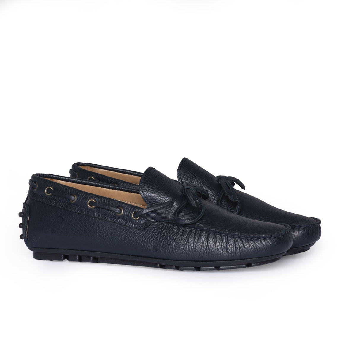 Mocassins de conduite à lacets F.2 en cuir - Bleu