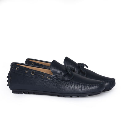 Mocassins de conduite à lacets F.2 en cuir - Bleu