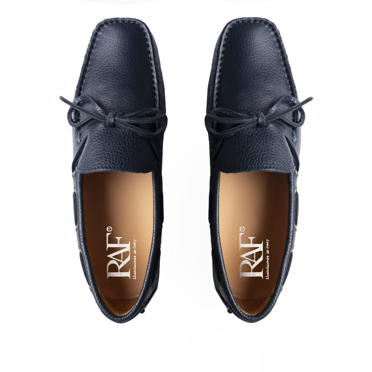 Mocassins de conduite à lacets F.2 en cuir - Bleu