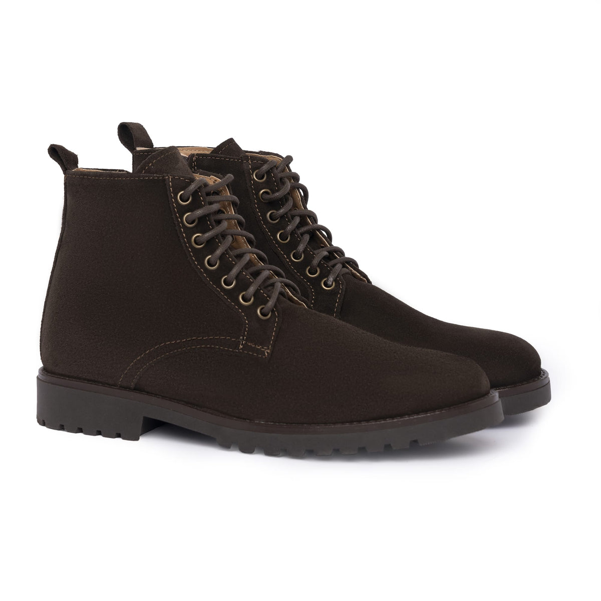 Bottines à lacets en daim - Marron foncé