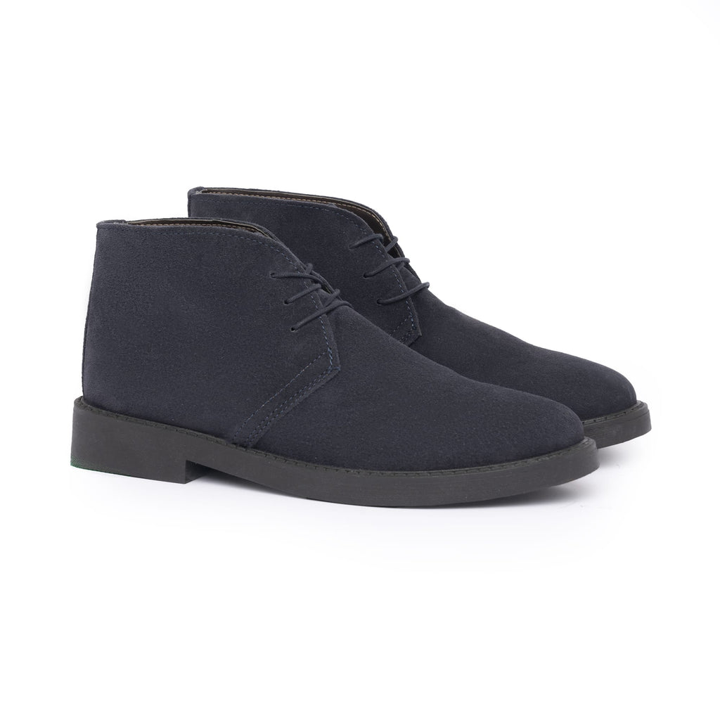 Suede Leather Ankle Boots - Blue