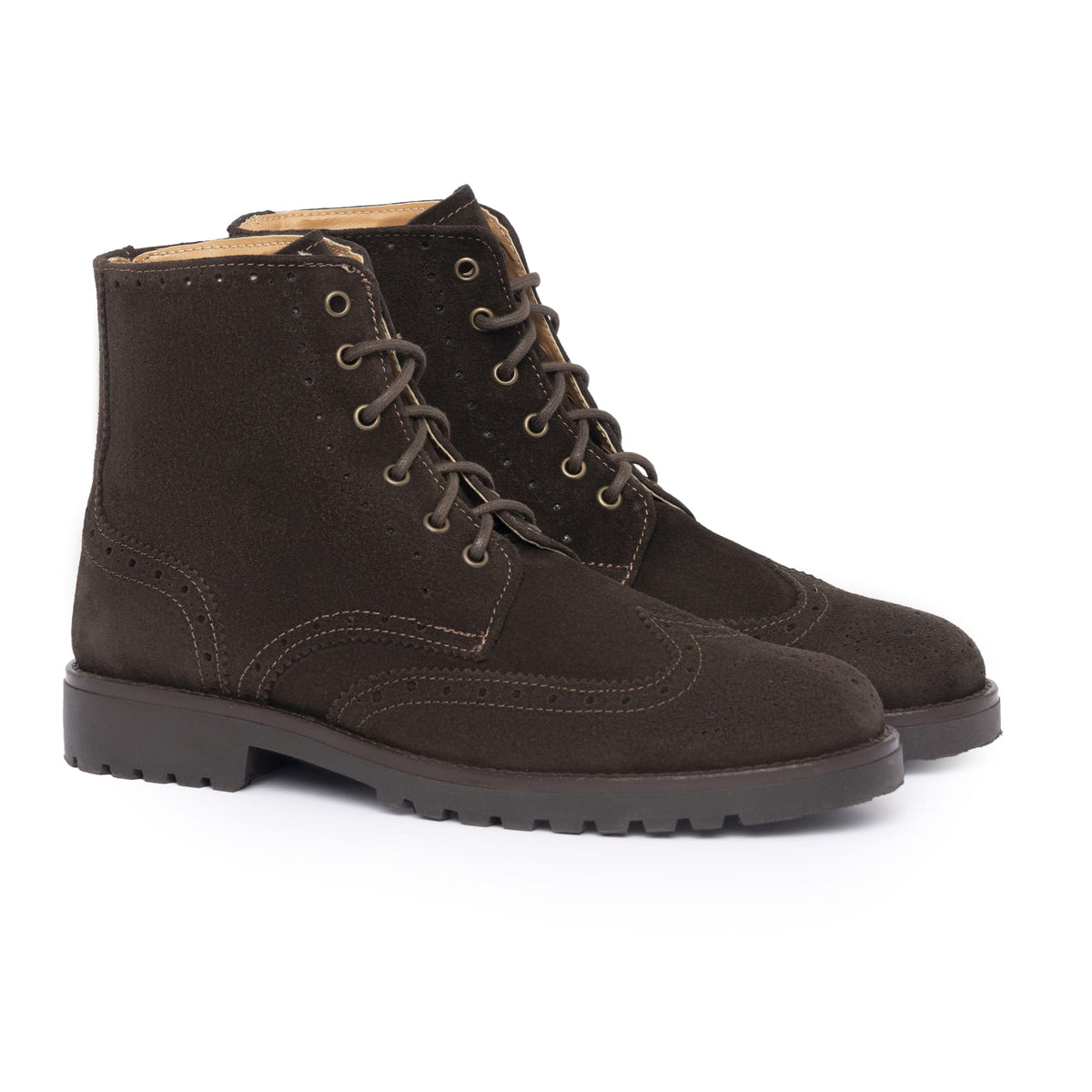 Bottines brogues en daim - Marron foncé