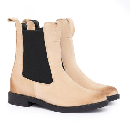 Chelsea boots femme en daim - Taupe