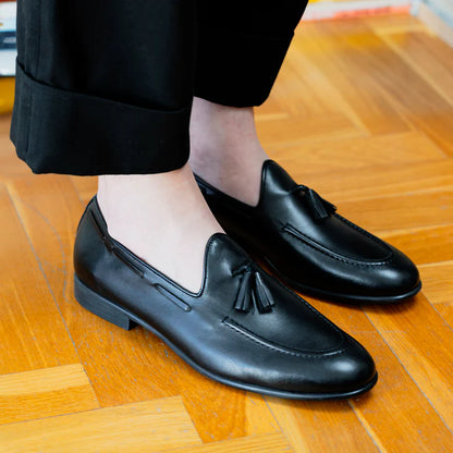 Loafers with Leather Bow - Dark Brown