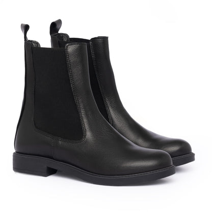 Chelsea boots femme en cuir - Noir