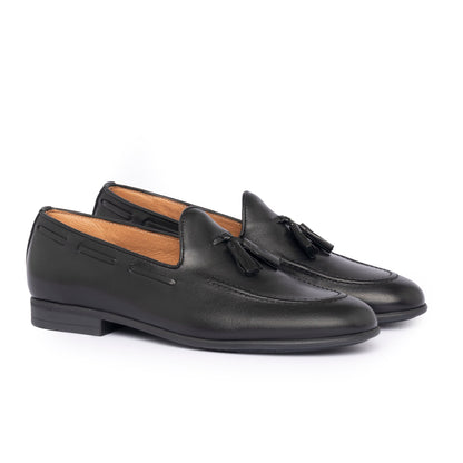 Mocassins à pampilles en cuir - Noir