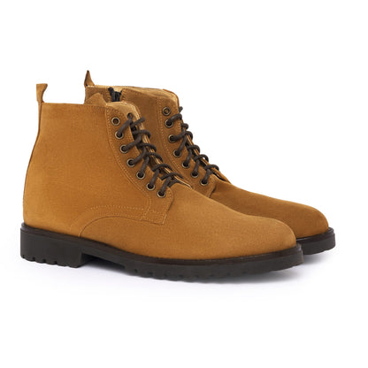 Bottines à lacets en daim - Cognac