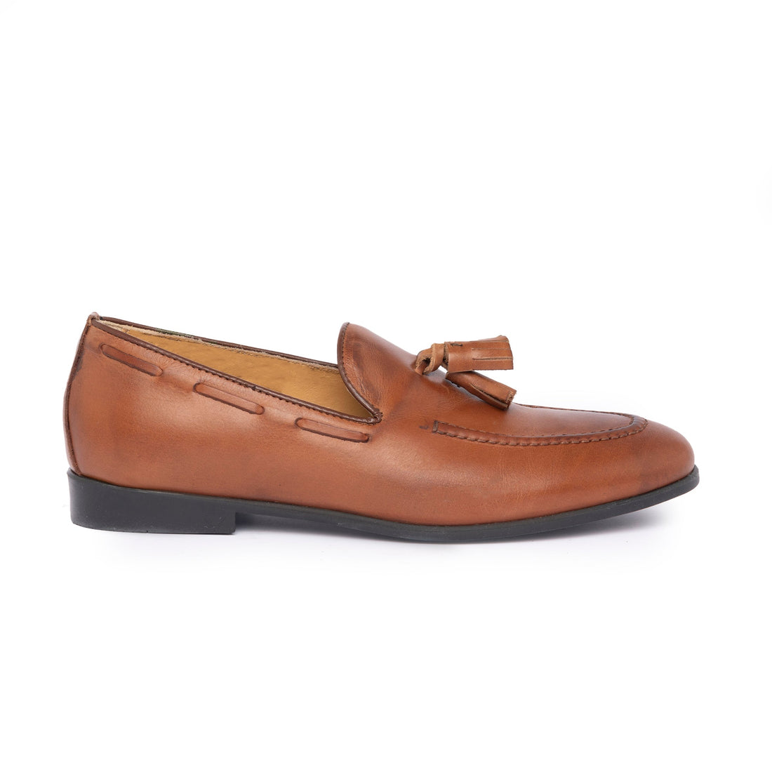 Mocassins à pampilles en cuir - Cognac