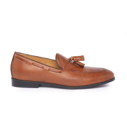 Mocassins à pampilles en cuir - Cognac
