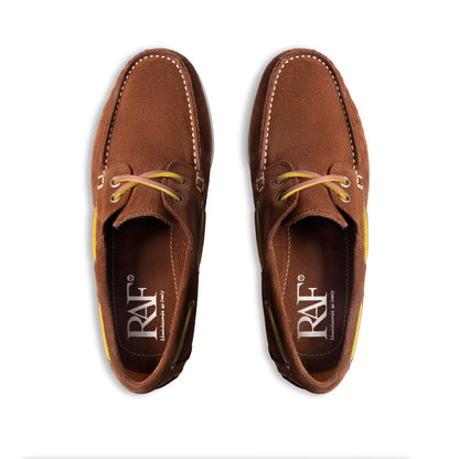 Mocassins bateau femme en daim - Rouille