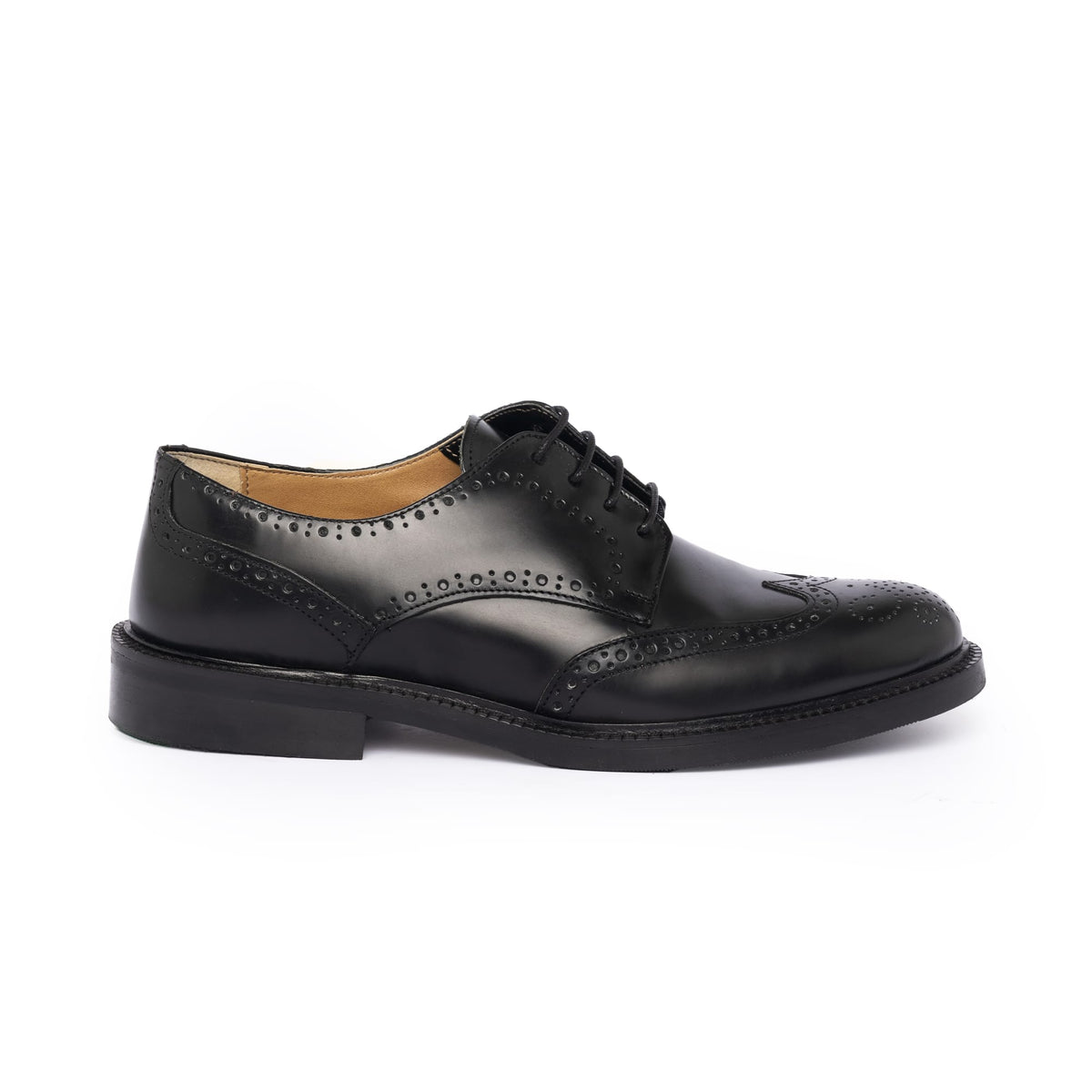 Richelieu femme en cuir brossé - Noir