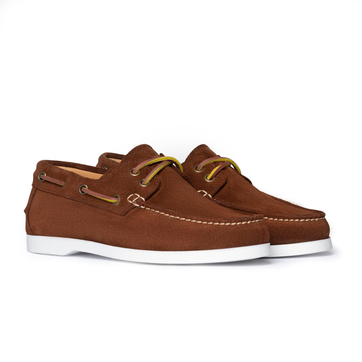 Mocassins bateau femme en daim - Rouille