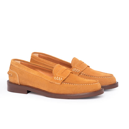 Mocassins femme en daim - Cognac