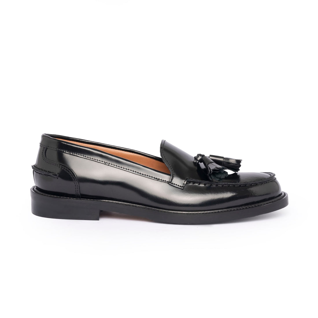 Mocassins A104PN femme à pampilles en cuir - Noir