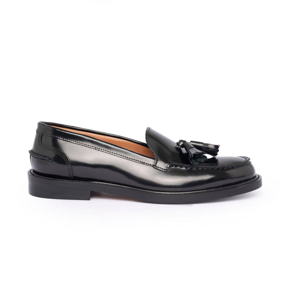 Mocassins A104PN femme à pampilles en cuir - Noir