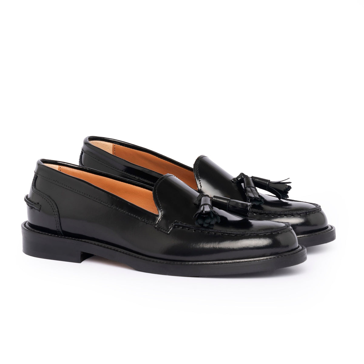 Mocassins A104PN femme à pampilles en cuir - Noir