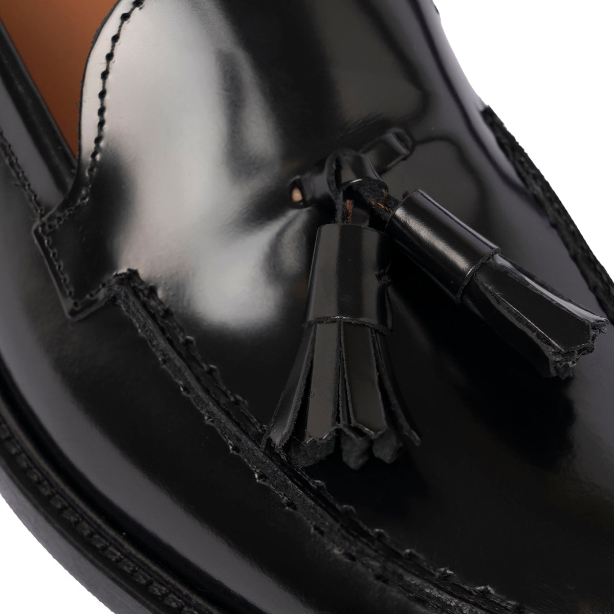 Mocassins A104PN femme à pampilles en cuir - Noir