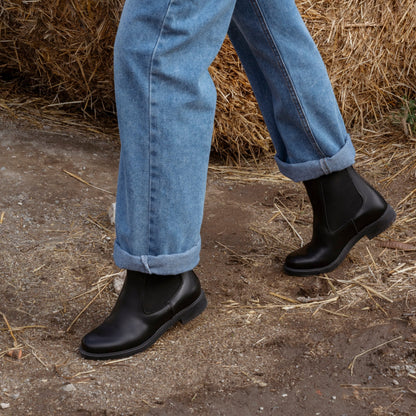 Chelsea boots femme en cuir - Noir