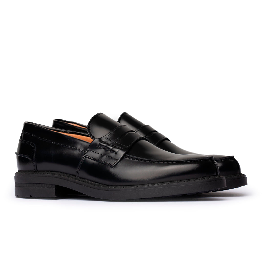 Mocassins College en cuir brossé - Noir
