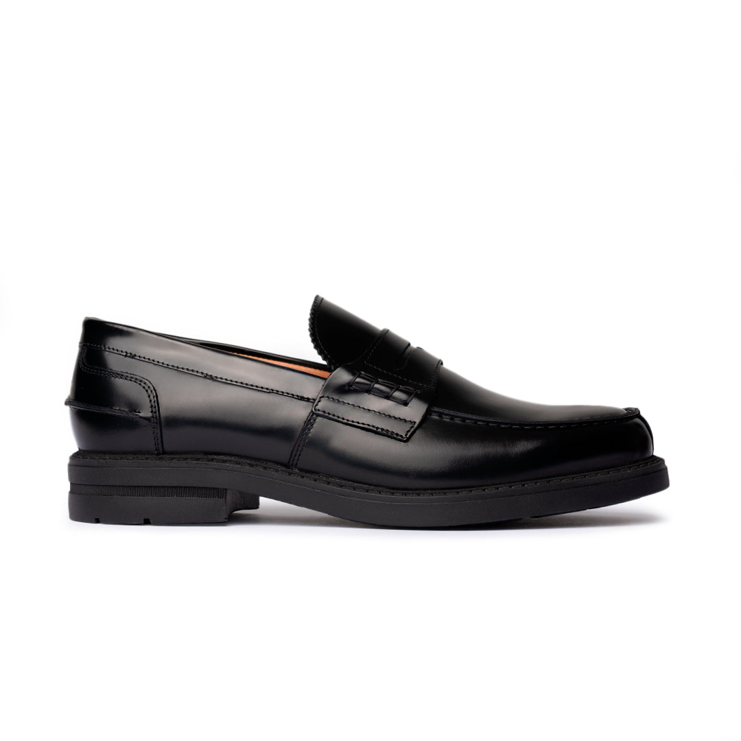 Mocassins College en cuir brossé - Noir