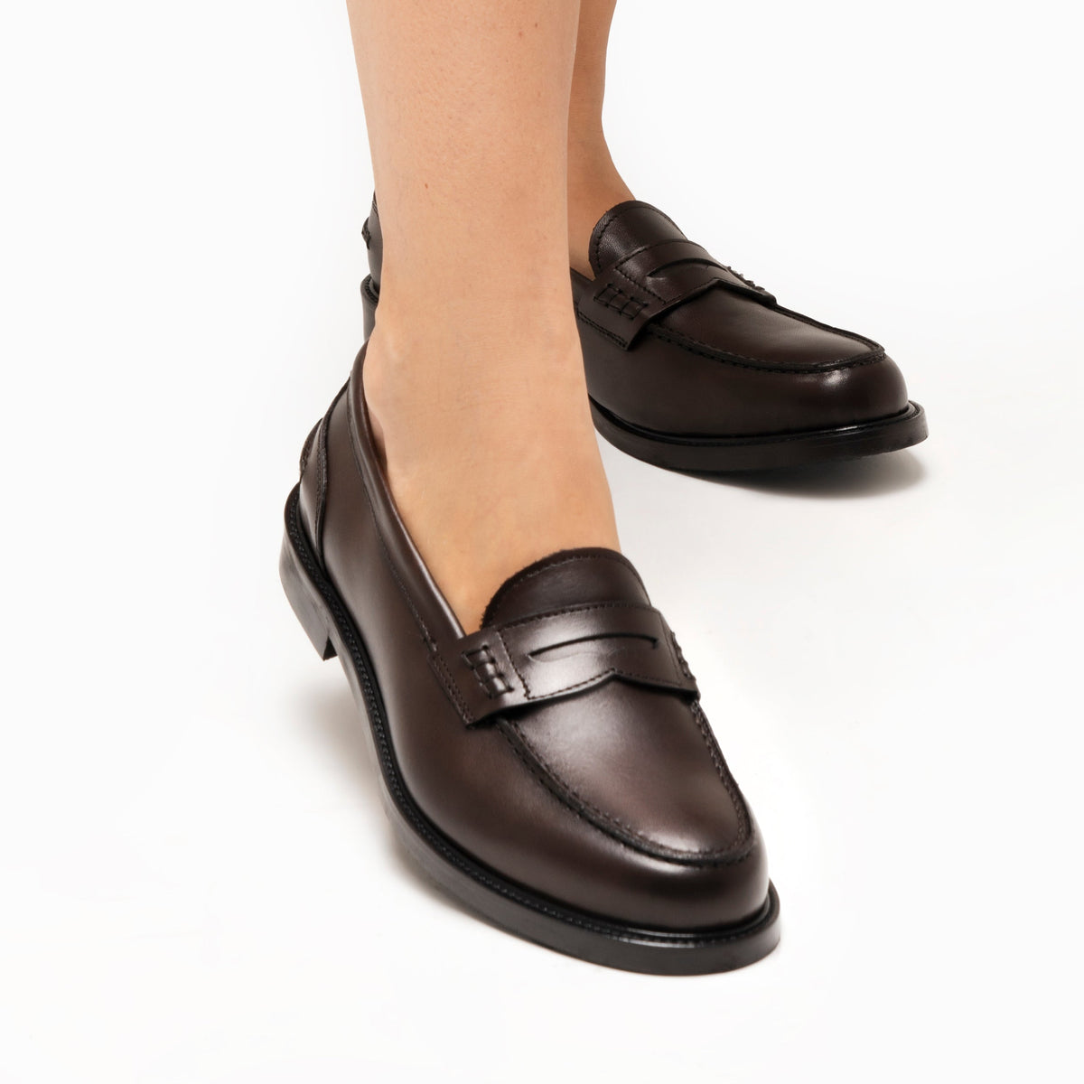 Mocassins femme en cuir - Marron foncé