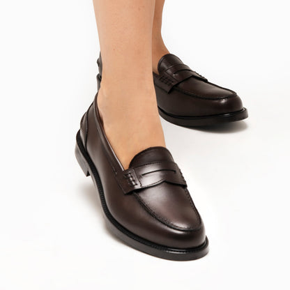 Mocassins femme en cuir - Marron foncé