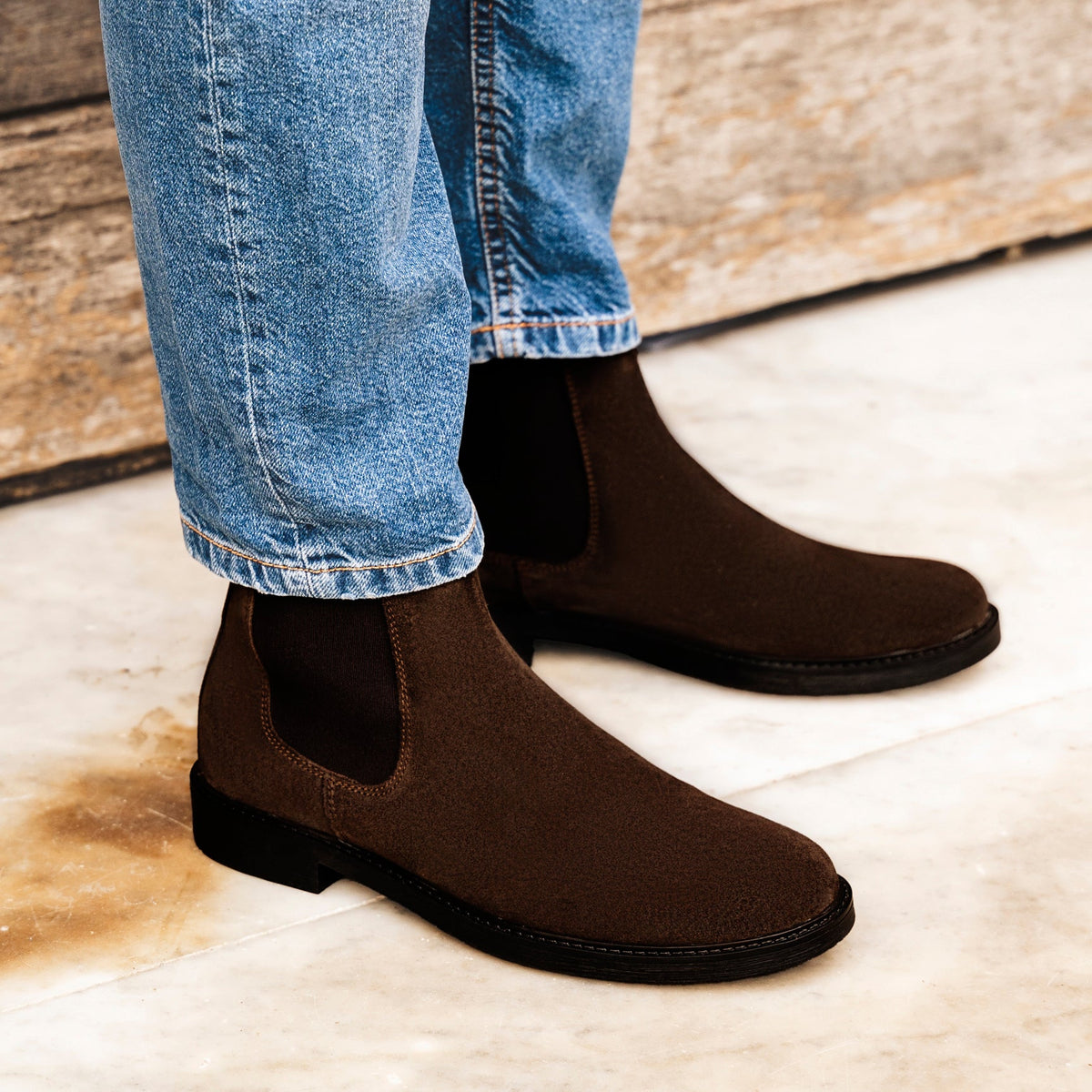 Chelsea boots en daim - Marron foncé