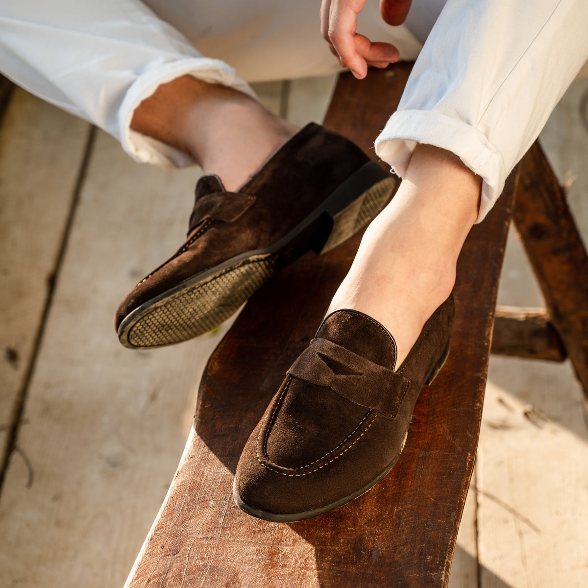 Mocassins en cuir suédé - Marron foncé