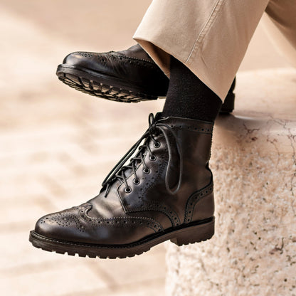 Bottines brogues en cuir - Noir